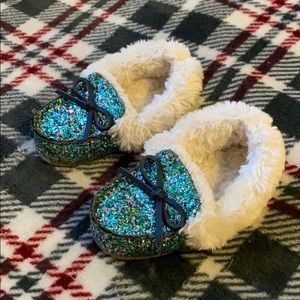Kids Glitter/Fuzzy Moccasins